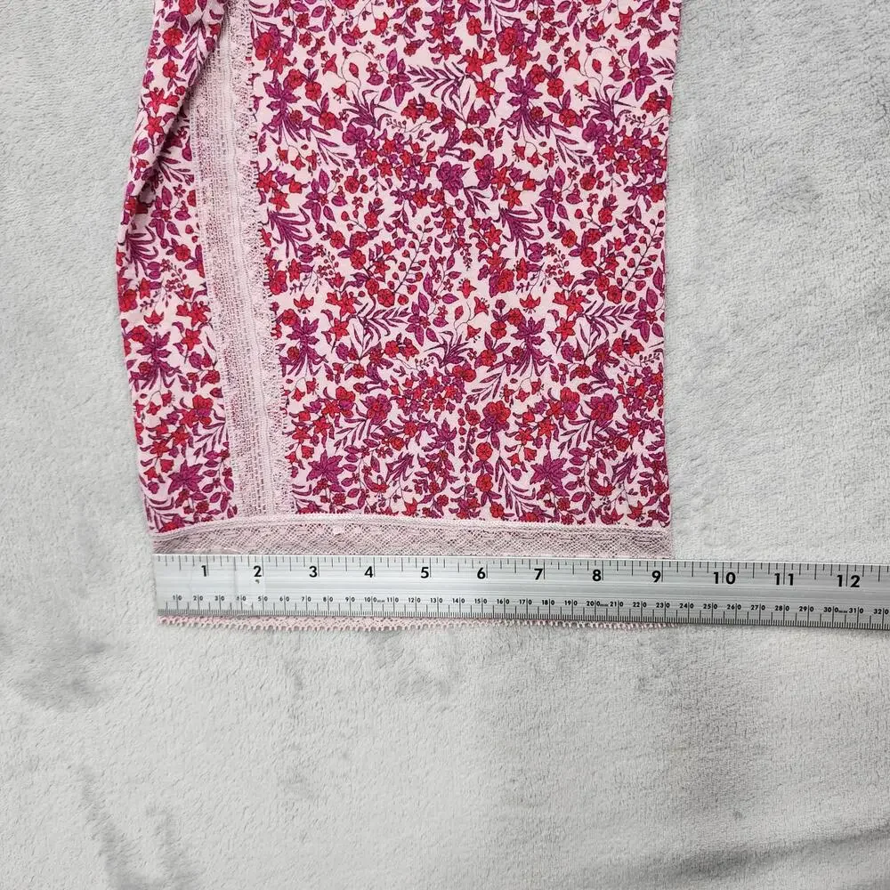 Victoria's Secret Pants Womens M Pink Floral Modal Jersey Lace Stripe Lounge